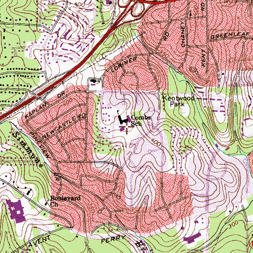 Topographic Map of A B Combs Magnet Elementary School, NC
