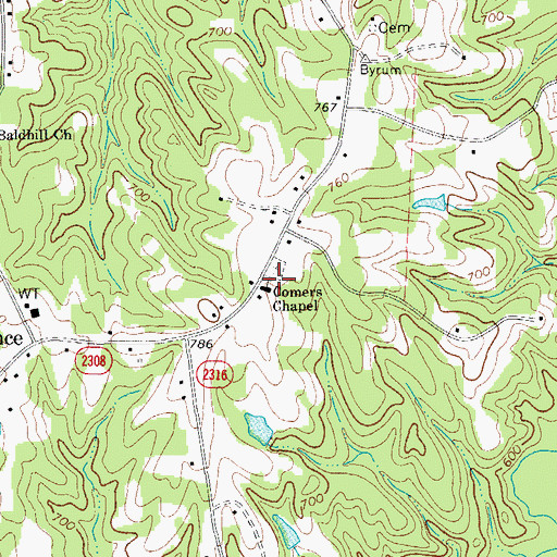 Topographic Map of Comers Chapel, NC