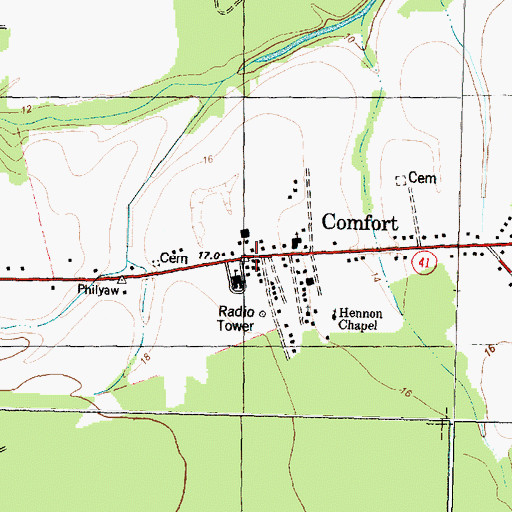 Topographic Map of Comfort, NC