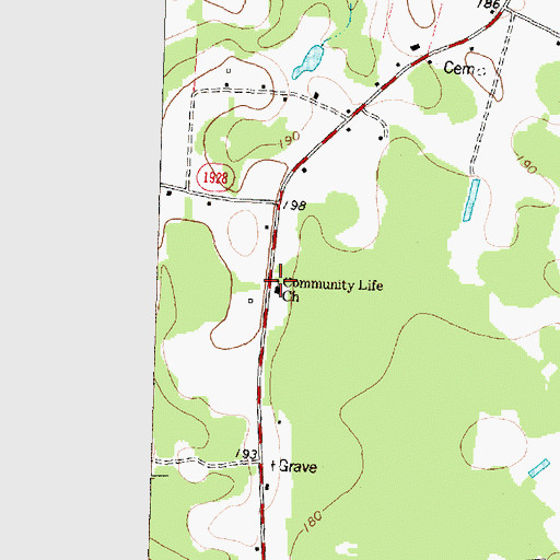 Topographic Map of Community Life Church, NC