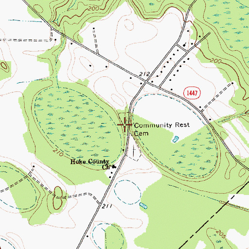 Topographic Map of Community Rest Cemetery, NC
