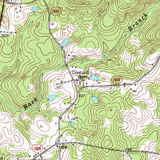 Topographic Map of Concord Cemetery, NC