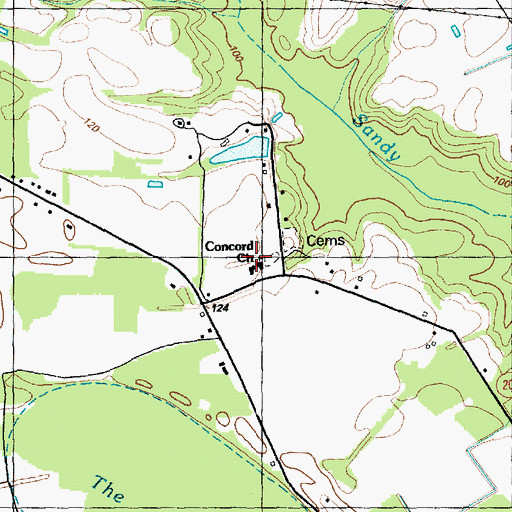 Topographic Map of Concord Church, NC