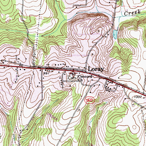 Topographic Map of Concord Church, NC