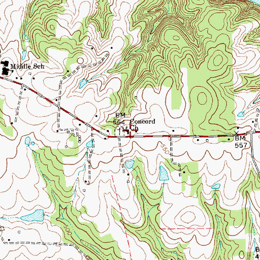 Topographic Map of Concord Church, NC