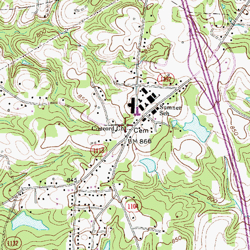 Topographic Map of Concord Church, NC