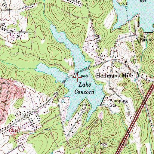 Topographic Map of Lake Concord, NC