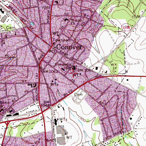Topographic Map of Concordia Christian Day School, NC