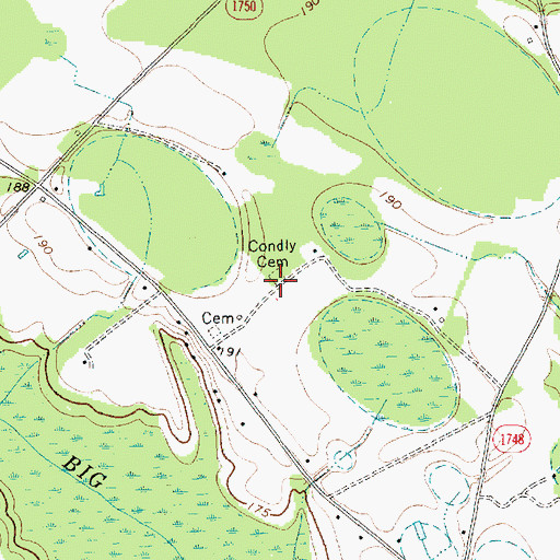 Topographic Map of Condly Cemetery, NC