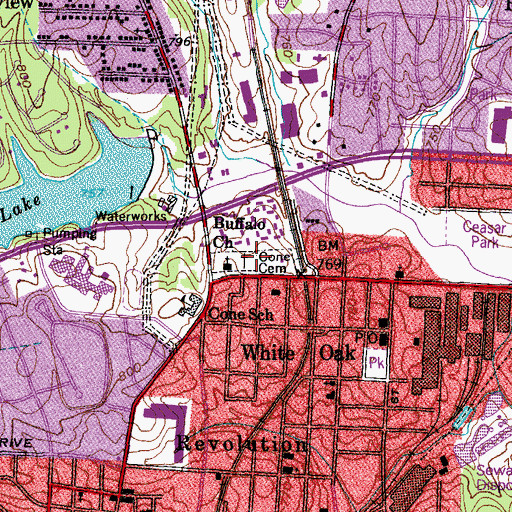 Topographic Map of Cone Cemetery, NC