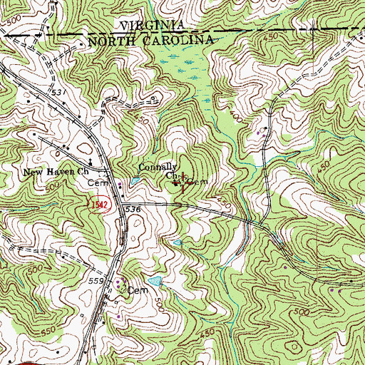 Topographic Map of Connally Church, NC