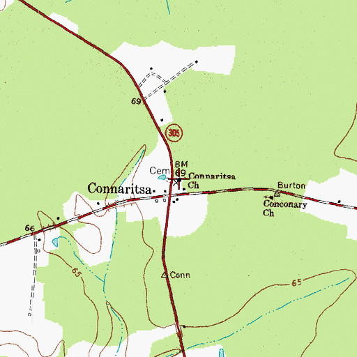 Topographic Map of Connaritsa Church, NC