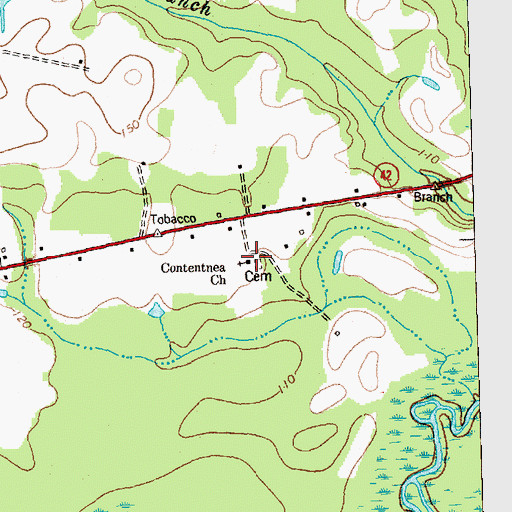 Topographic Map of Contentnea Church, NC