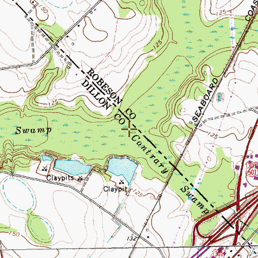 Topographic Map of Contrary Swamp, NC