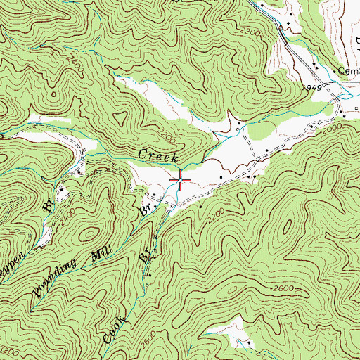 Topographic Map of Cook Branch, NC