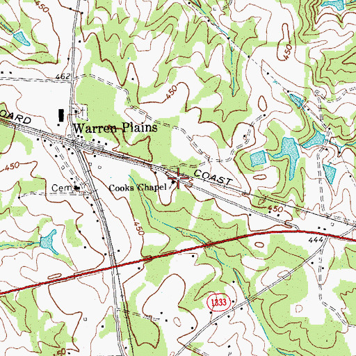Topographic Map of Cooks Chapel, NC