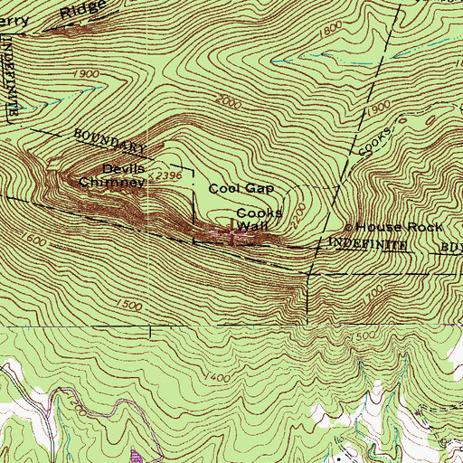 Topographic Map of Cooks Wall, NC