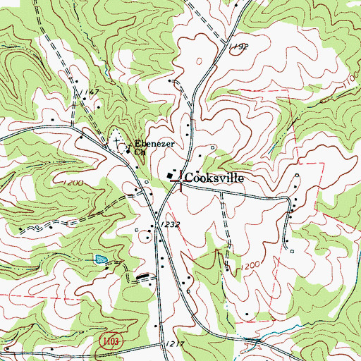 Topographic Map of Cooksville, NC