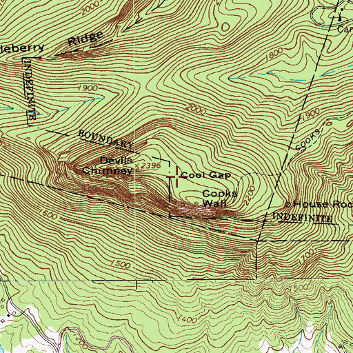 Topographic Map of Cool Gap, NC