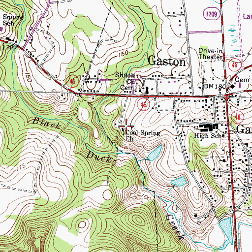 Topographic Map of Cool Spring Church, NC