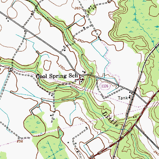 Topographic Map of Cool Spring School, NC
