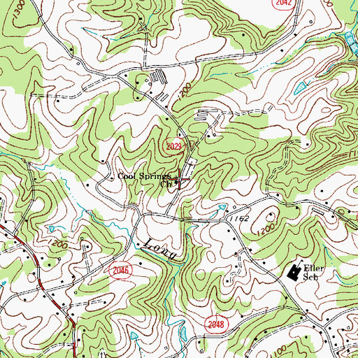 Topographic Map of Cool Springs Baptist Church, NC