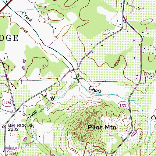 Topographic Map of Coon Branch, NC