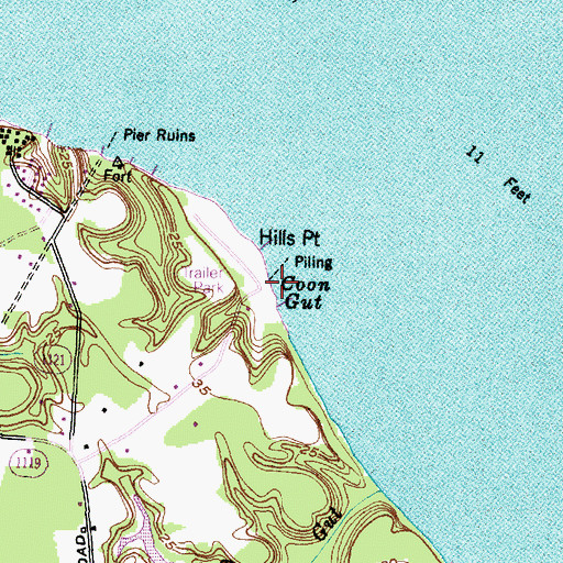 Topographic Map of Coon Gut, NC