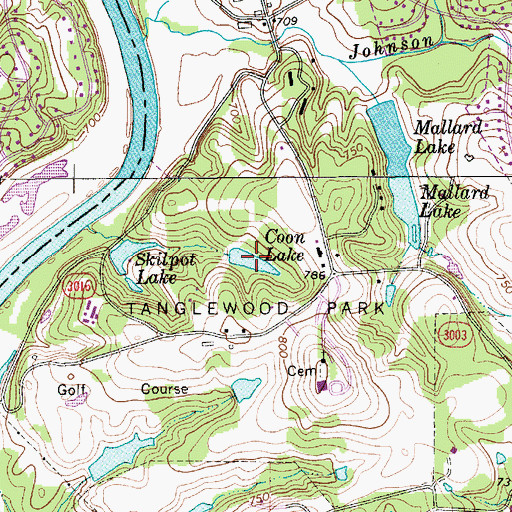 Topographic Map of Coon Lake, NC