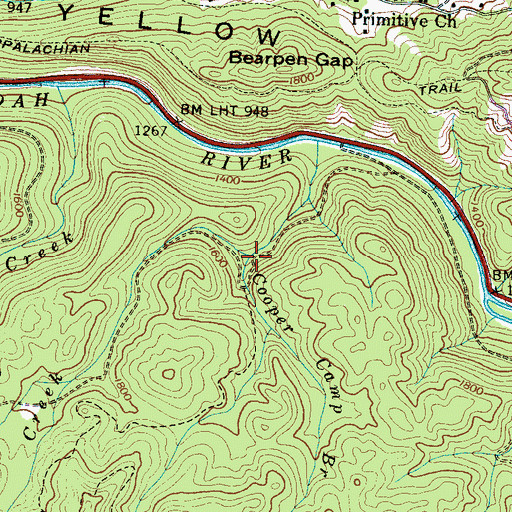 Topographic Map of Cooper Camp Branch, NC