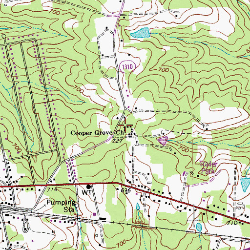 Topographic Map of Cooper Grove Church, NC