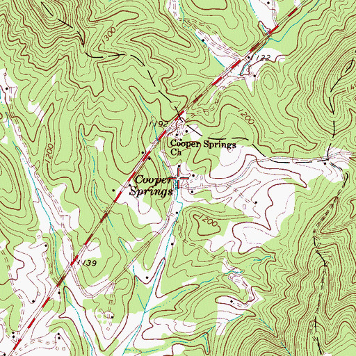 Topographic Map of Cooper Springs, NC