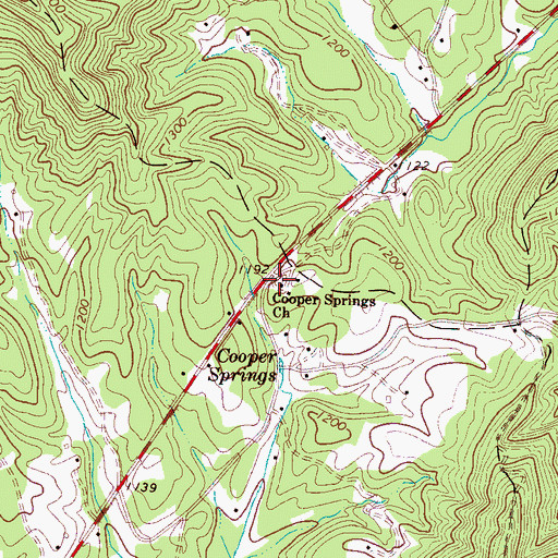 Topographic Map of Cooper Springs Church, NC