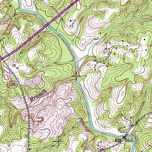 Topographic Map of Copper Branch, NC