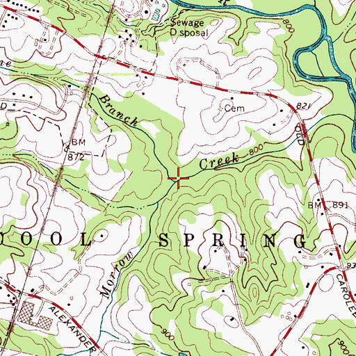 Topographic Map of Copper Mine Branch, NC