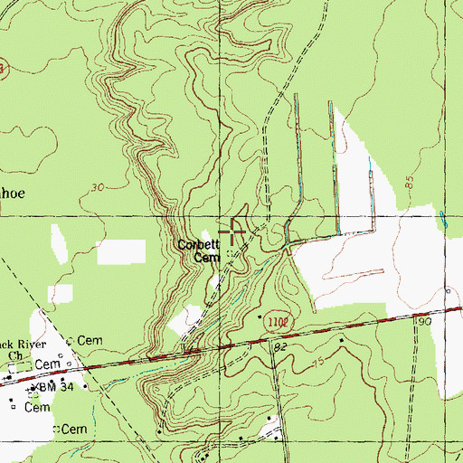 Topographic Map of Corbett Cemetery, NC