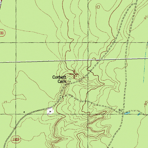 Topographic Map of Corbett Cemetery, NC