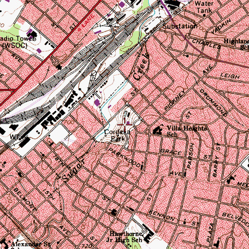 Topographic Map of Cordelia Park, NC