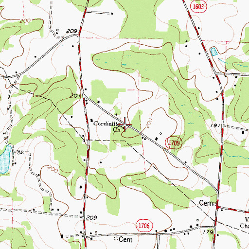 Topographic Map of Cordiality Church, NC