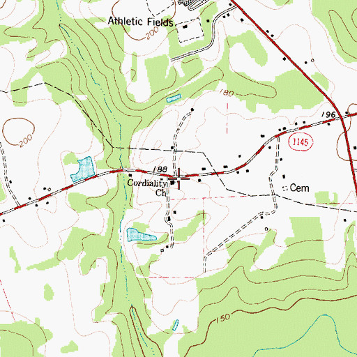 Topographic Map of Cordiality Church, NC