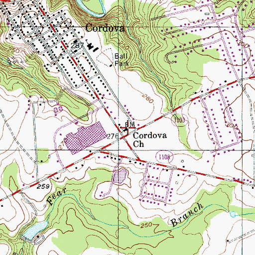 Topographic Map of Cordova Church, NC