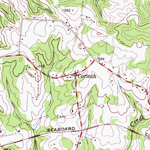 Topographic Map of Corinth, NC
