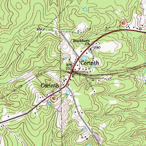 Topographic Map of Corinth, NC