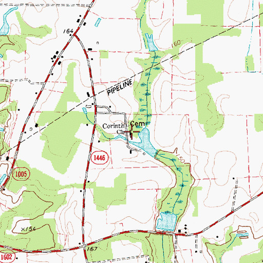 Topographic Map of Corinth Church, NC