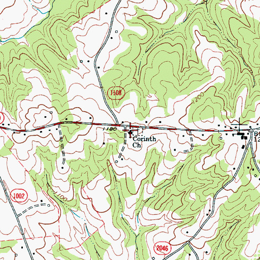 Topographic Map of Corinth Church, NC