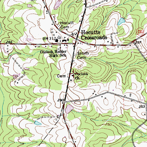 Topographic Map of Corinth Church, NC