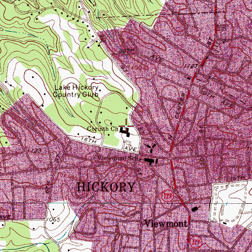 Topographic Map of Corinth Church, NC