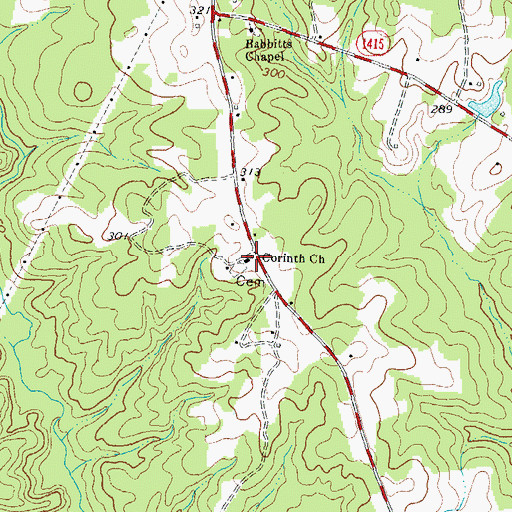 Topographic Map of Corinth Church, NC