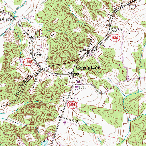 Topographic Map of Cornatzer, NC
