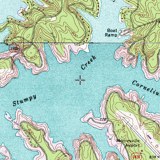 Topographic Map of Cornelius Creek, NC